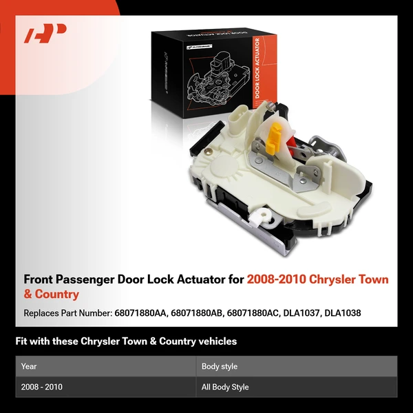 Front Passenger Door Lock Actuator for 2008-2010 Chrysler Town & Country