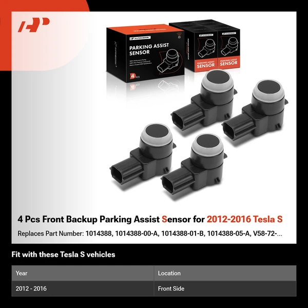 4 Pcs Front Backup Parking Assist Sensor for 2012-2016 Tesla S