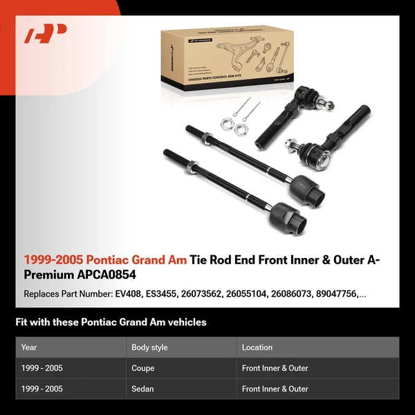 1999-2005 Pontiac Grand Am Tie Rod End Front Inner & Outer A-Premium APCA0854