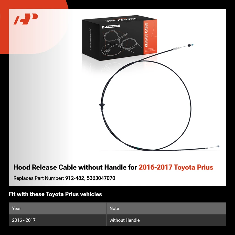 Hood Release Cable without Handle for 2016-2017 Toyota Prius