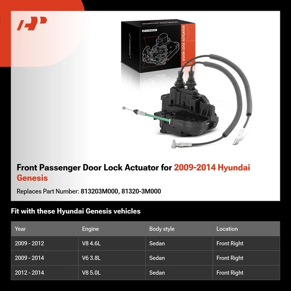 Front Passenger Door Lock Actuator for 2009-2014 Hyundai Genesis