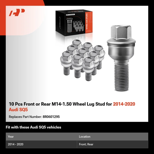 10 Pcs Front or Rear M14-1.50 Wheel Lug Stud for 2014-2020 Audi SQ5