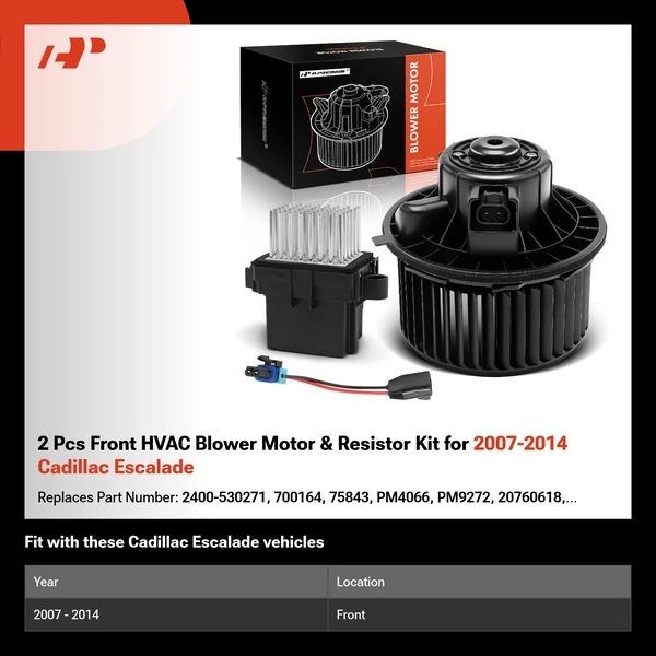 2 Pcs Front HVAC Blower Motor & Resistor Kit for 2007-2014 Cadillac Escalade