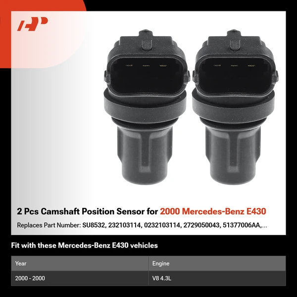 2 Pcs Camshaft Position Sensor for 2000 Mercedes-Benz E430