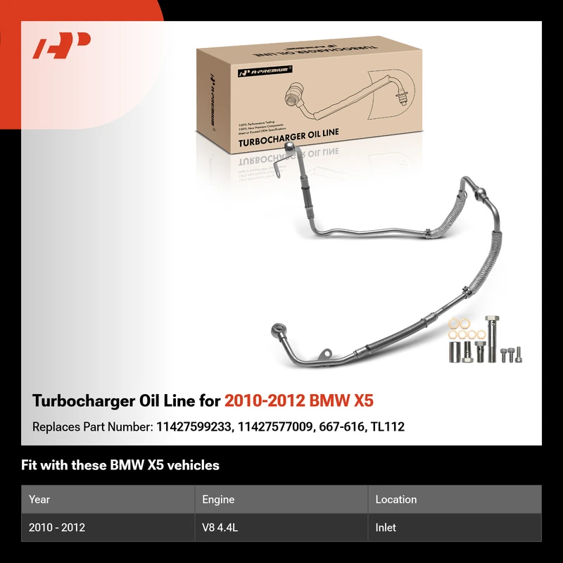 Turbocharger Oil Line for 2010-2012 BMW X5