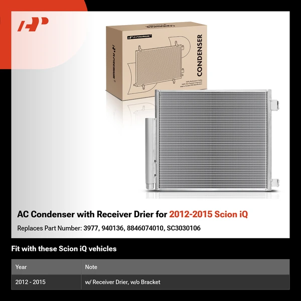 AC Condenser with Receiver Drier for 2012-2015 Scion iQ