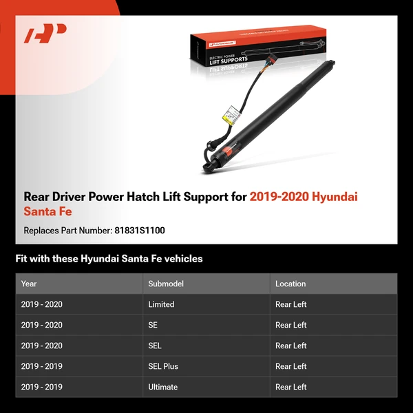 Rear Driver Power Hatch Lift Support for 2019-2020 Hyundai Santa Fe