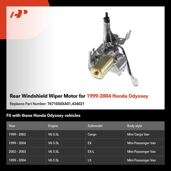 Rear Windshield Wiper Motor for 1999-2004 Honda Odyssey