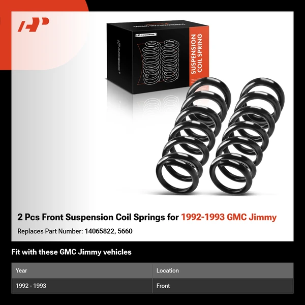 2 Pcs Front Suspension Coil Springs for 1992-1993 GMC Jimmy