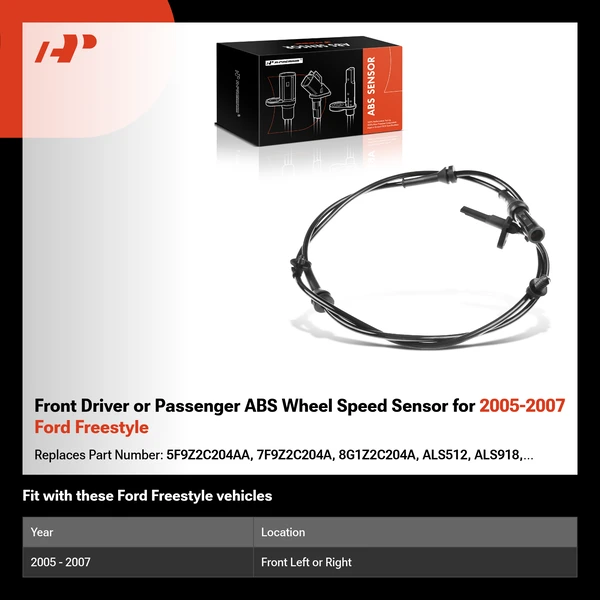 Front Driver or Passenger ABS Wheel Speed Sensor for 2005-2007 Ford Freestyle
