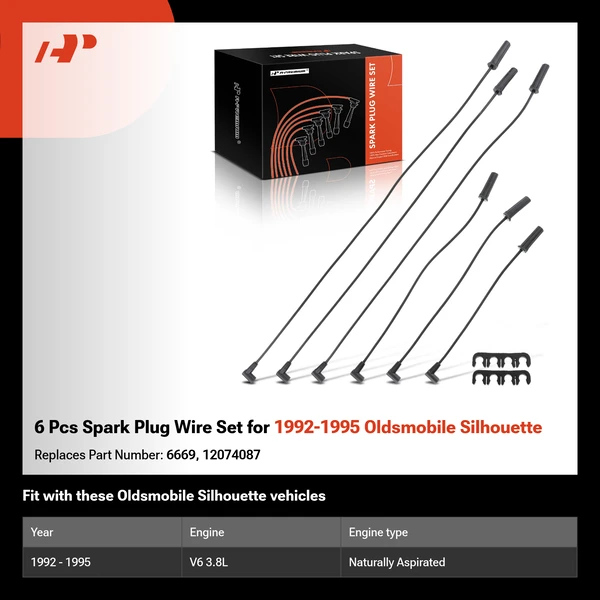 6 Pcs Spark Plug Wire Set for 1992-1995 Oldsmobile Silhouette