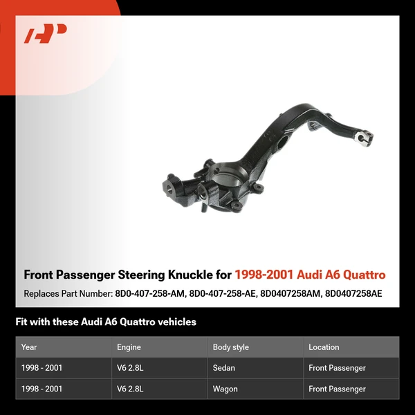 Front Passenger Steering Knuckle for 1998-2001 Audi A6 Quattro