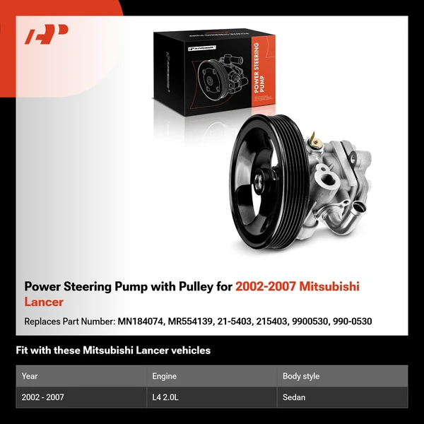 Power Steering Pump with Pulley for 2002-2007 Mitsubishi Lancer