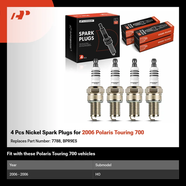 4 Pcs Nickel Spark Plugs for 2006 Polaris Touring 700 