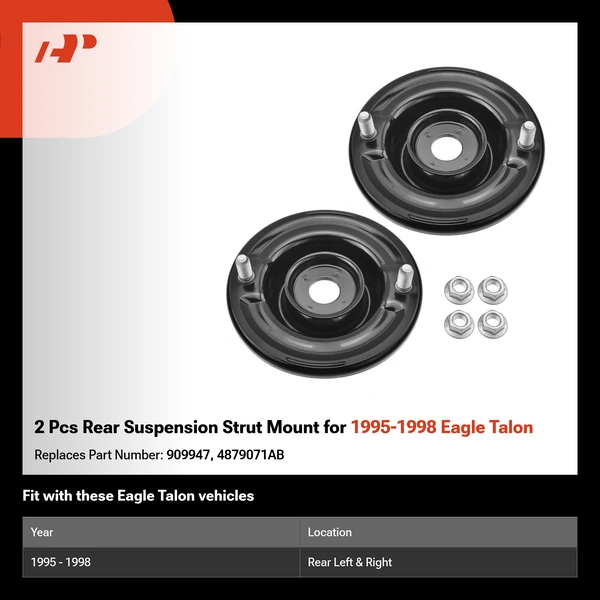 2 Pcs Rear Suspension Strut Mount for 1995-1998 Eagle Talon