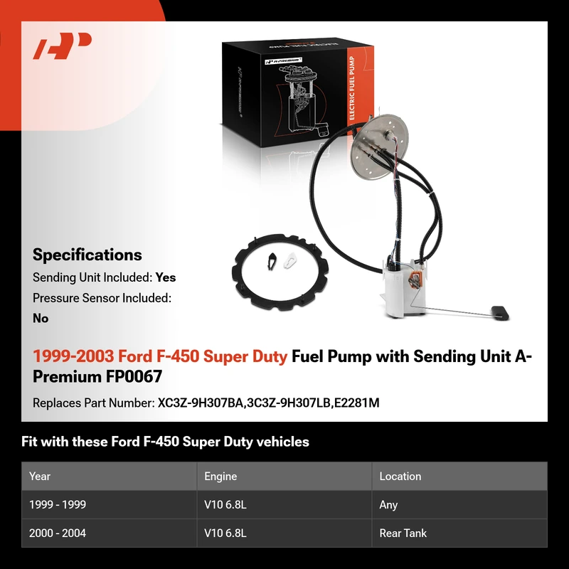 1999-2003 Ford F-450 Super Duty Fuel Pump with Sending Unit A-Premium FP0067