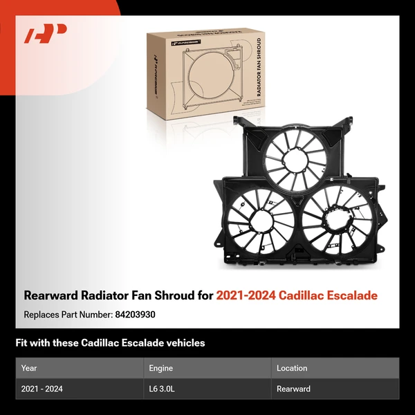 Rearward Radiator Fan Shroud for 2021-2024 Cadillac Escalade