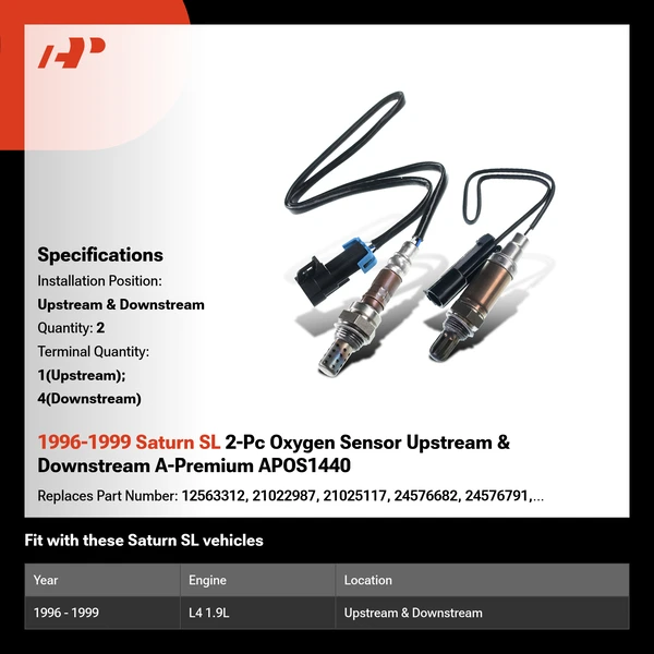 1996-1999 Saturn SL 2-Pc Oxygen Sensor Upstream & Downstream A-Premium APOS1440
