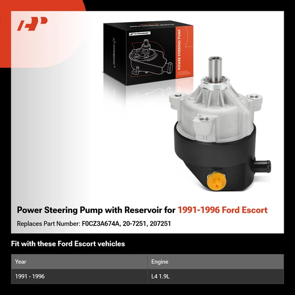 Power Steering Pump with Reservoir for 1991-1996 Ford Escort