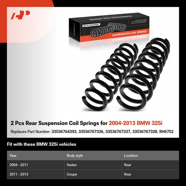 2 Pcs Rear Suspension Coil Springs for 2004-2013 BMW 325i