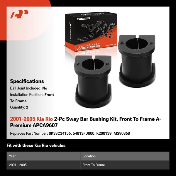 2001-2005 Kia Rio 2-Pc Sway Bar Bushing Kit, Front To Frame A-Premium APCA9607