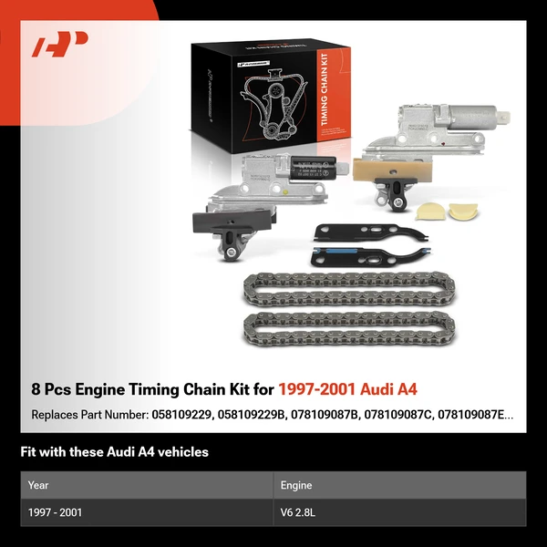 8 Pcs Engine Timing Chain Kit for 1997-2001 Audi A4