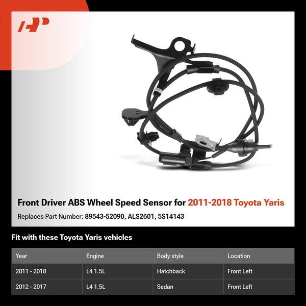 Front Driver ABS Wheel Speed Sensor for 2011-2018 Toyota Yaris