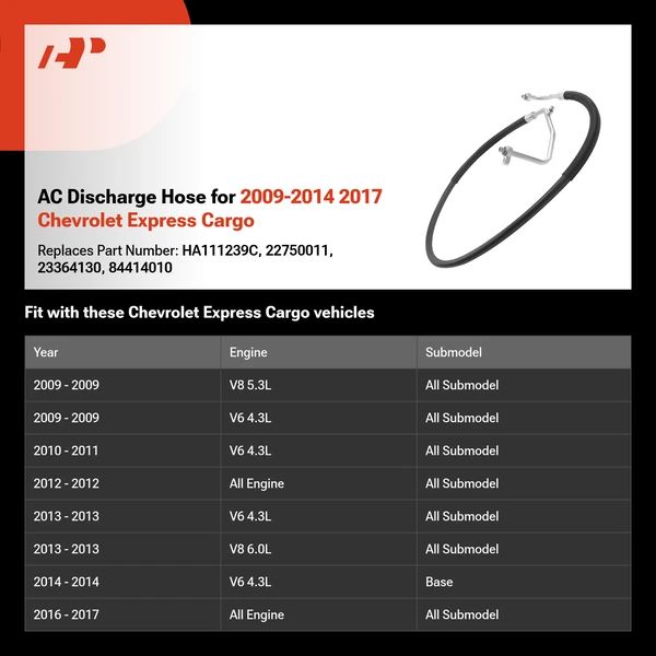 AC Discharge Hose for 2009-2014 2017 Chevrolet Express Cargo