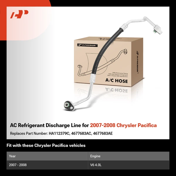 AC Refrigerant Discharge Line for 2007-2008 Chrysler Pacifica