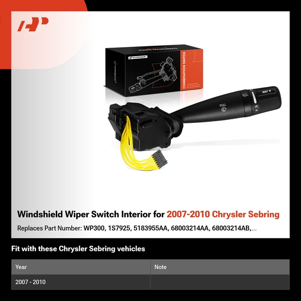 Windshield Wiper Switch Interior for 2007-2010 Chrysler Sebring