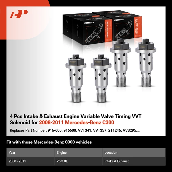 4 Pcs Intake & Exhaust Engine Variable Valve Timing VVT Solenoid for 2008-2011 Mercedes-Benz C300