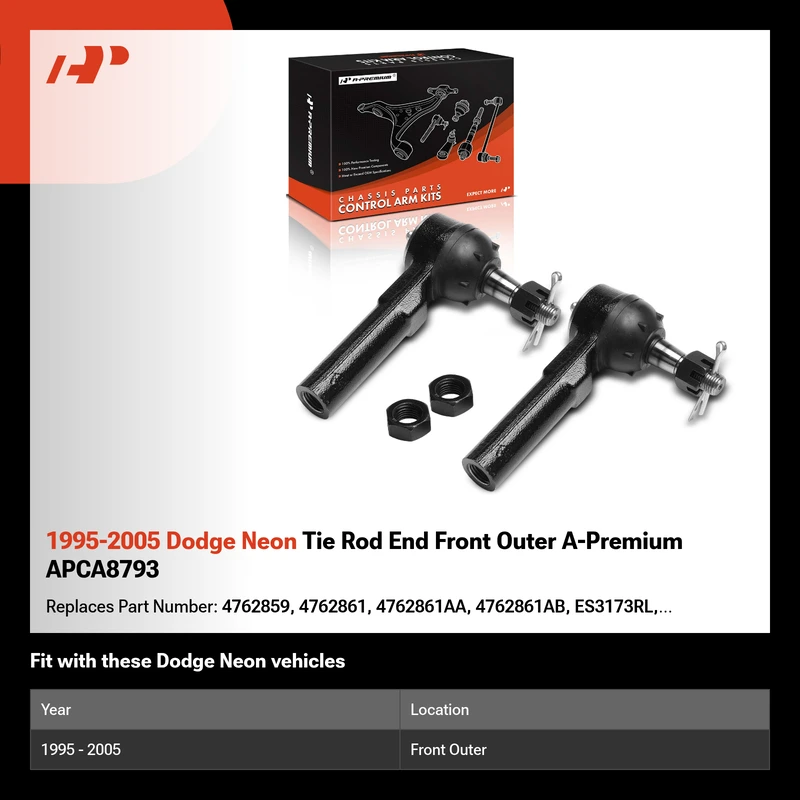1995-2005 Dodge Neon Tie Rod End Front Outer A-Premium APCA8793