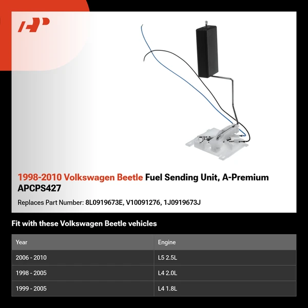 1998-2010 Volkswagen Beetle Fuel Sending Unit, A-Premium APCPS427