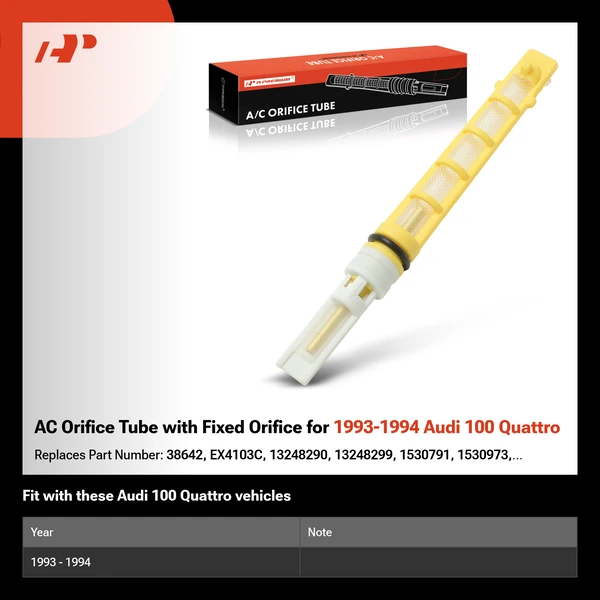 AC Orifice Tube with Fixed Orifice for 1993-1994 Audi 100 Quattro