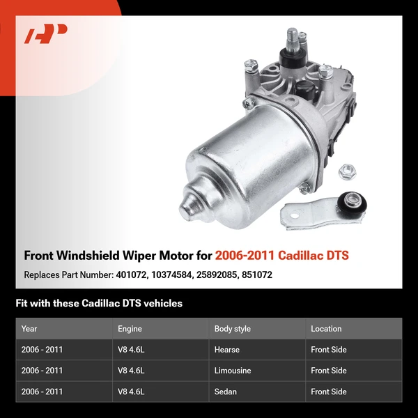 Front Windshield Wiper Motor for 2006-2011 Cadillac DTS