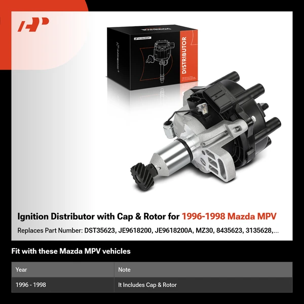 Ignition Distributor with Cap & Rotor for 1996-1998 Mazda MPV