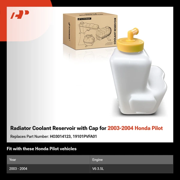 Radiator Coolant Reservoir with Cap for 2003-2004 Honda Pilot