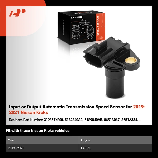 Input or Output Automatic Transmission Speed Sensor for 2019-2021 Nissan Kicks