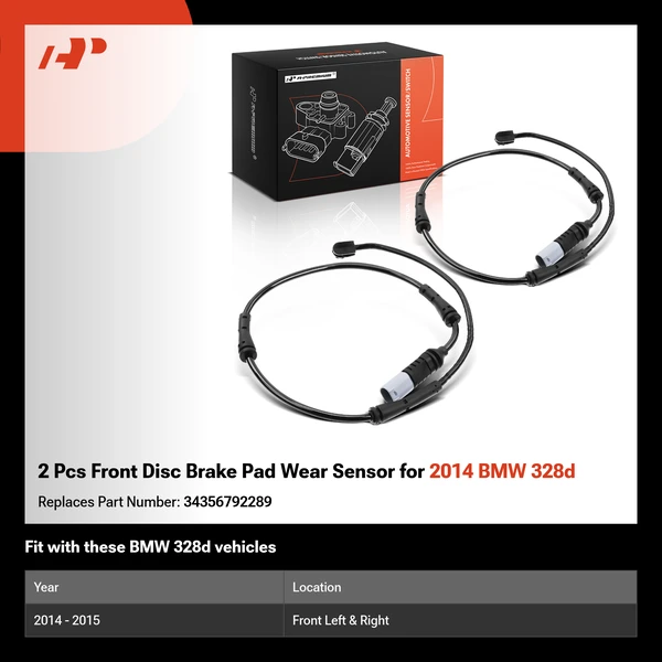 2 Pcs Front Disc Brake Pad Wear Sensor for 2014 BMW 328d