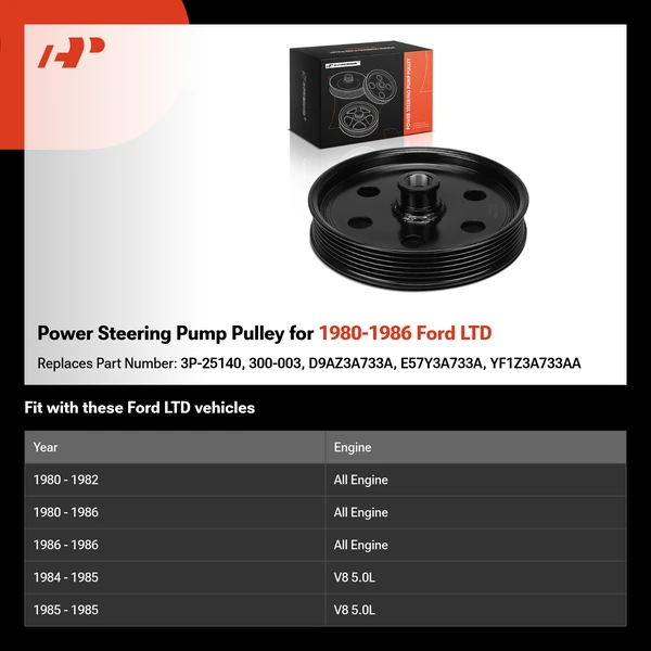 Power Steering Pump Pulley for 1980-1986 Ford LTD