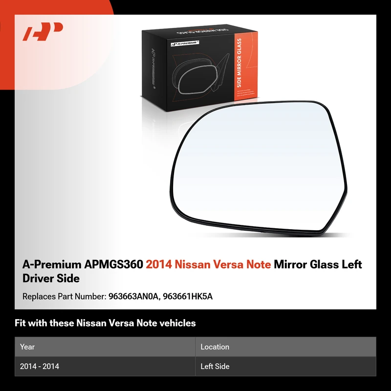 A-Premium APMGS360 2014 Nissan Versa Note Mirror Glass Left Driver Side