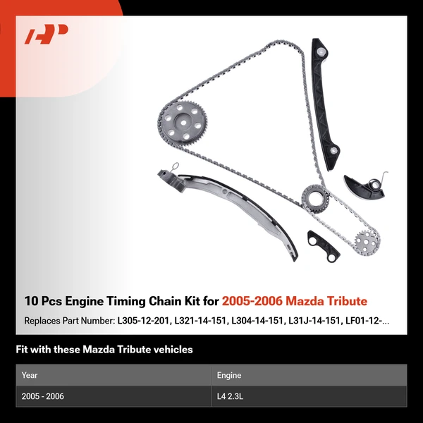 10 Pcs Engine Timing Chain Kit for 2005-2006 Mazda Tribute