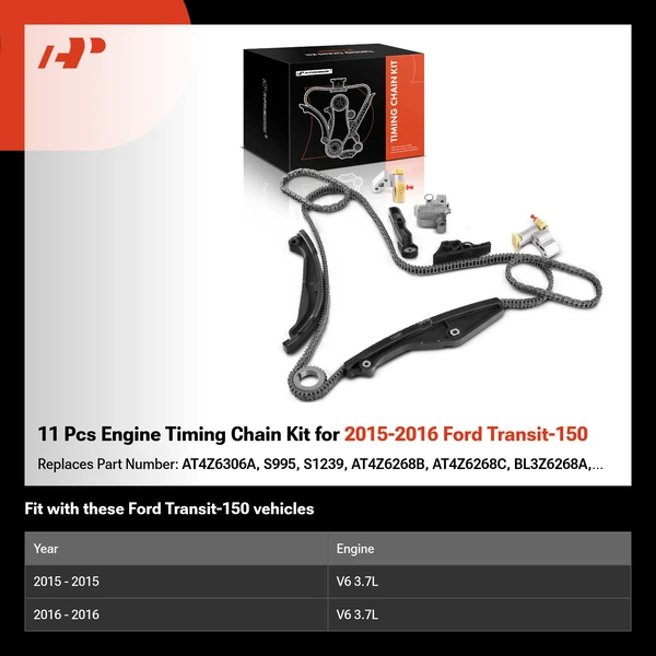 11 Pcs Engine Timing Chain Kit for 2015-2016 Ford Transit-150