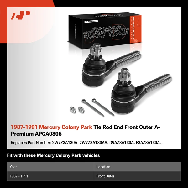 1987-1991 Mercury Colony Park Tie Rod End Front Outer A-Premium APCA0806
