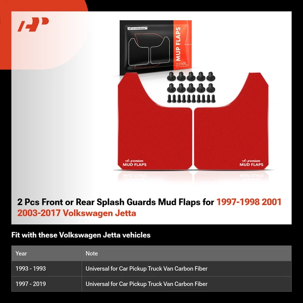 2 Pcs Front or Rear Splash Guards Mud Flaps for 1997-1998 2001 2003-2017 Volkswagen Jetta