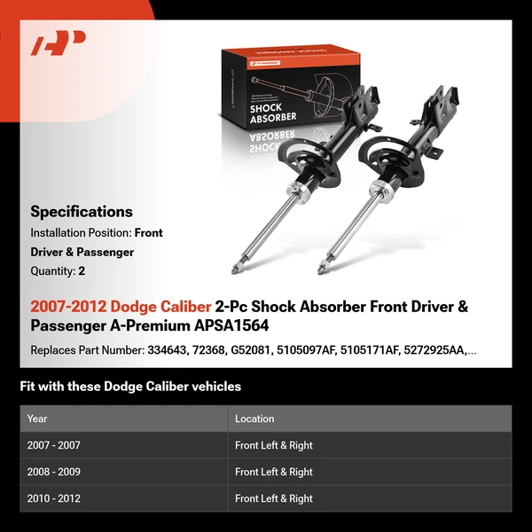 2007-2012 Dodge Caliber 2-Pc Shock Absorber Front Driver & Passenger A-Premium APSA1564
