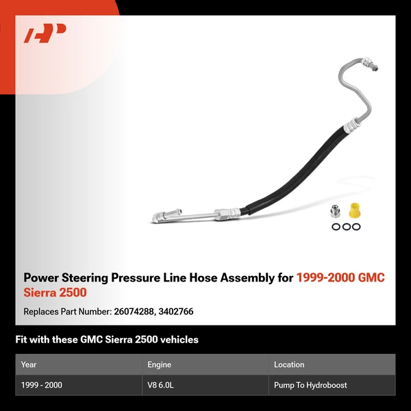Power Steering Pressure Line Hose Assembly for 1999-2000 GMC Sierra 2500
