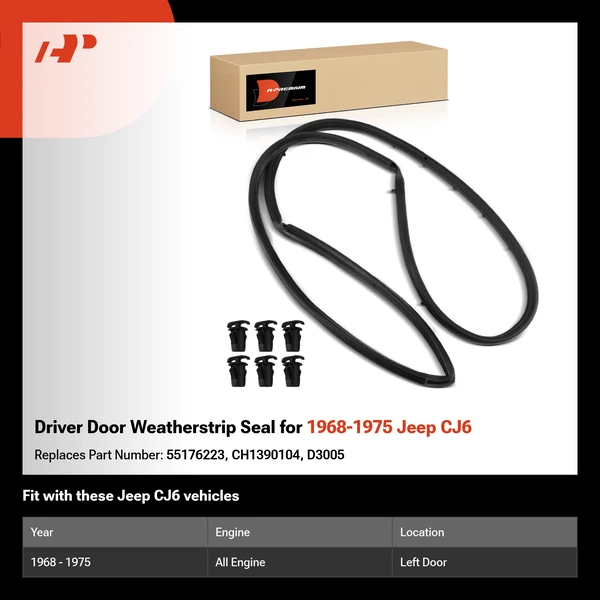 Driver Door Weatherstrip Seal for 1968-1975 Jeep CJ6