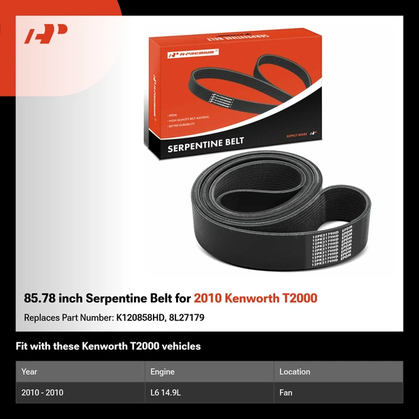 85.78 inch Serpentine Belt for 2010 Kenworth T2000