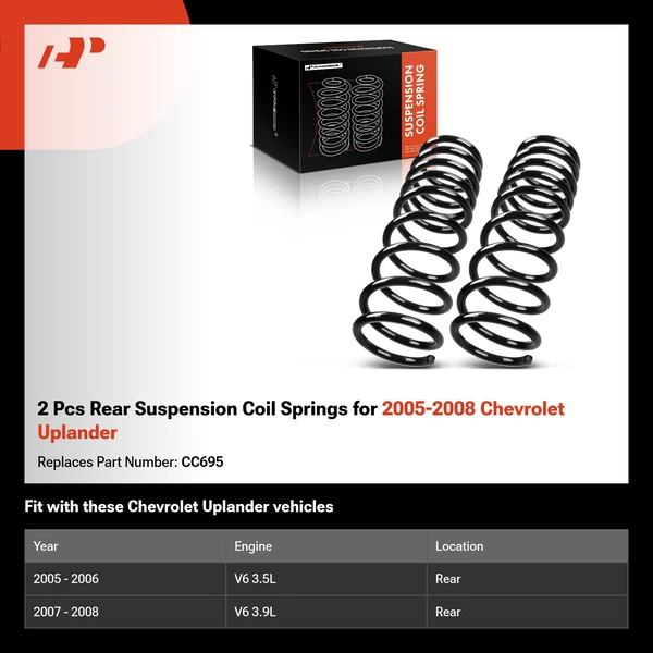 2 Pcs Rear Suspension Coil Springs for 2005-2008 Chevrolet Uplander